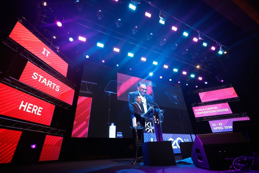 Anwar Ibrahim, Malaysia’s prime minister, speaks at the KL20 Tech Forum in Kuala Lumpur, Malaysia. Anwar said the proposed integrated circuit design park was part of Malaysia’s efforts to move beyond backend chip assembly and testing and into high-value frontend design work. Photo: Bloomberg