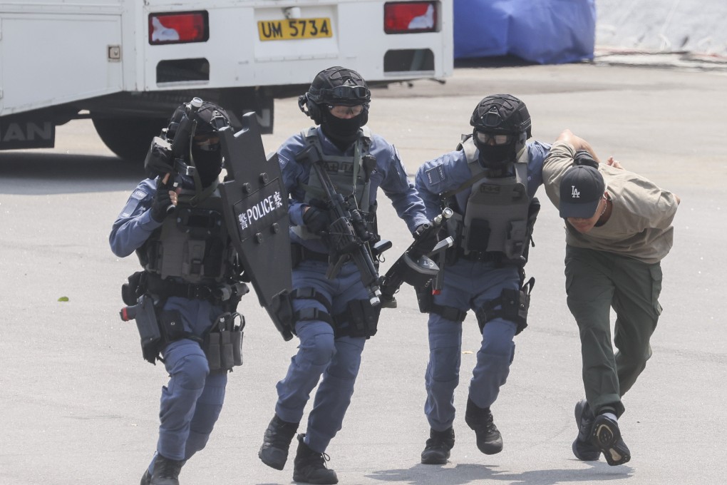 Officers take part in a counterterrorism exercise. Authorities set up the hotline in June 2022 to encourage people to come forward with intelligence. Photo: Yik Yeung-man