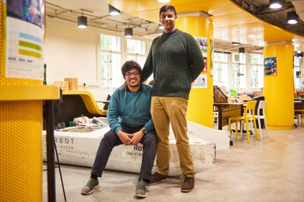 Utkarsh Goel (left) and his business partner Sidhant Gupta – the founders of Clearbot – with their invention.