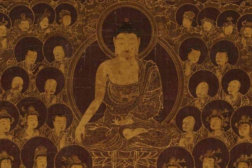 A silk hanging scroll titled The Assembly on Vulture Peak (1560). The artwork is part of the “Unsullied, Like a Lotus in Mud” exhibition at the Hoam Art Museum in Yongin, in South Korea’s Gyeonggi province, which revisits Buddhist art of Korea, China and Japan through the specific lens of gender. Photo: Courtesy of the Hoam Art Museum