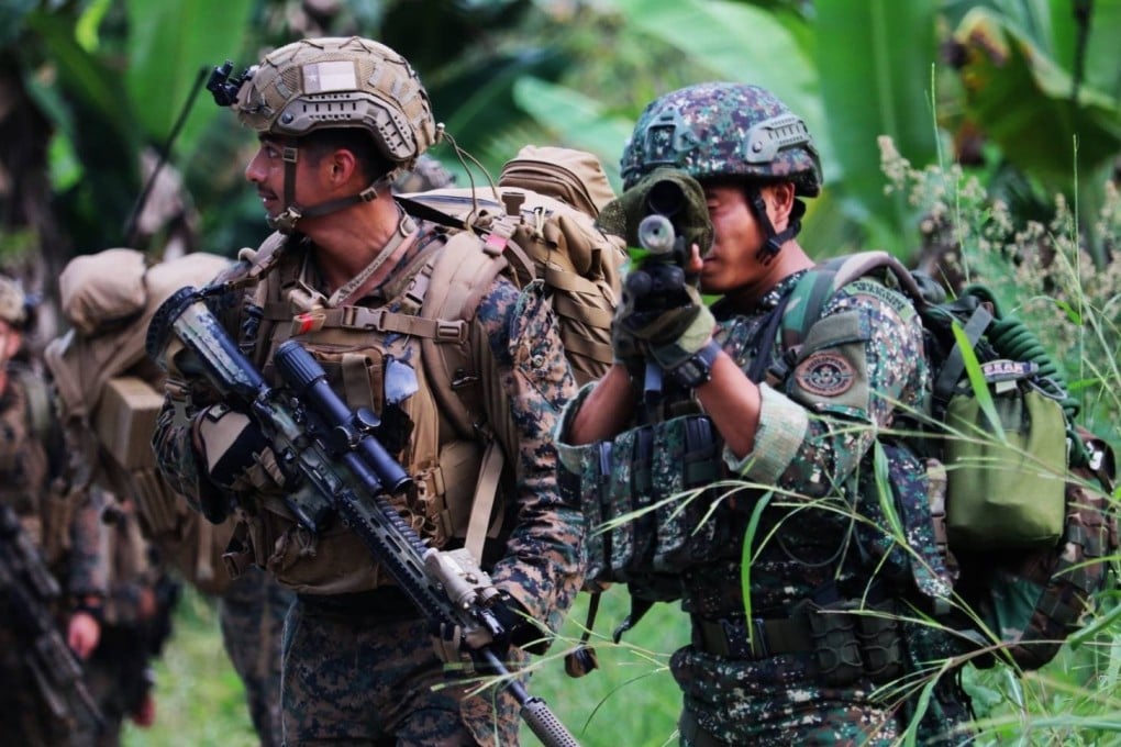 US and Filipino Marines take part in a jungle survival drill in the mountains of Maguindanao, southern Philippines, earlier this month as part of joint US-Philippines military exercises. Photo: AFP
