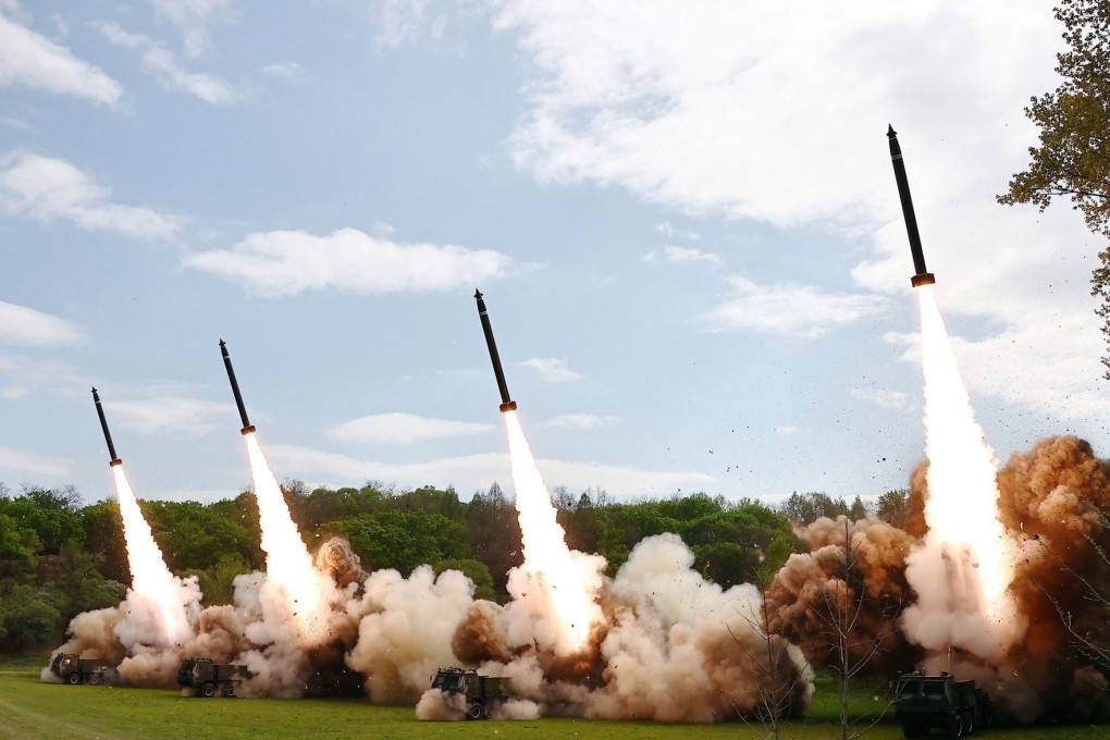 A picture released by North Korea’s KCNA on April 23 shows a missile drill at an undisclosed location. Photo: KCNA/KNS/dpa