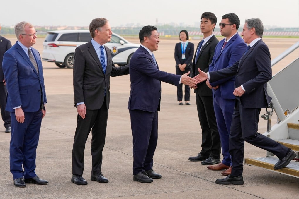 US Secretary of State Antony Blinken (right) arrived in China on Wednesday. Photo: Reuters