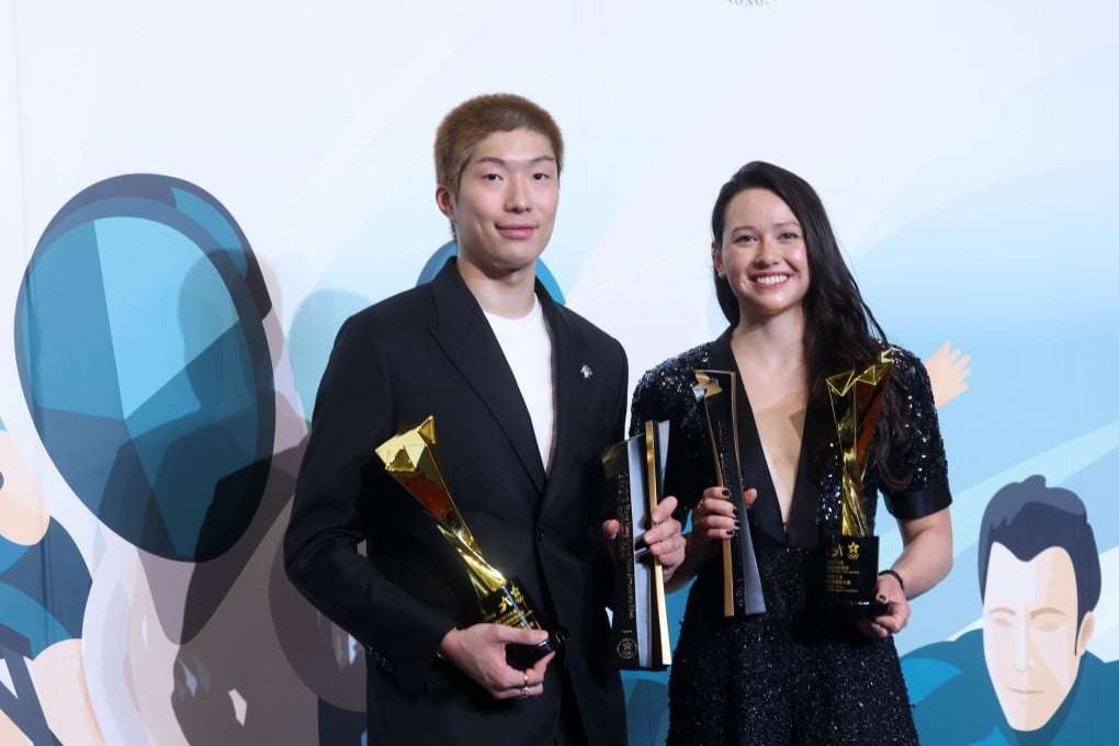 Siobhan Haughey (right) Cheung Ka-long after the Hong Kong sports awards at the Convention & Exhibition Centre. Photo: Yik Yeung-man