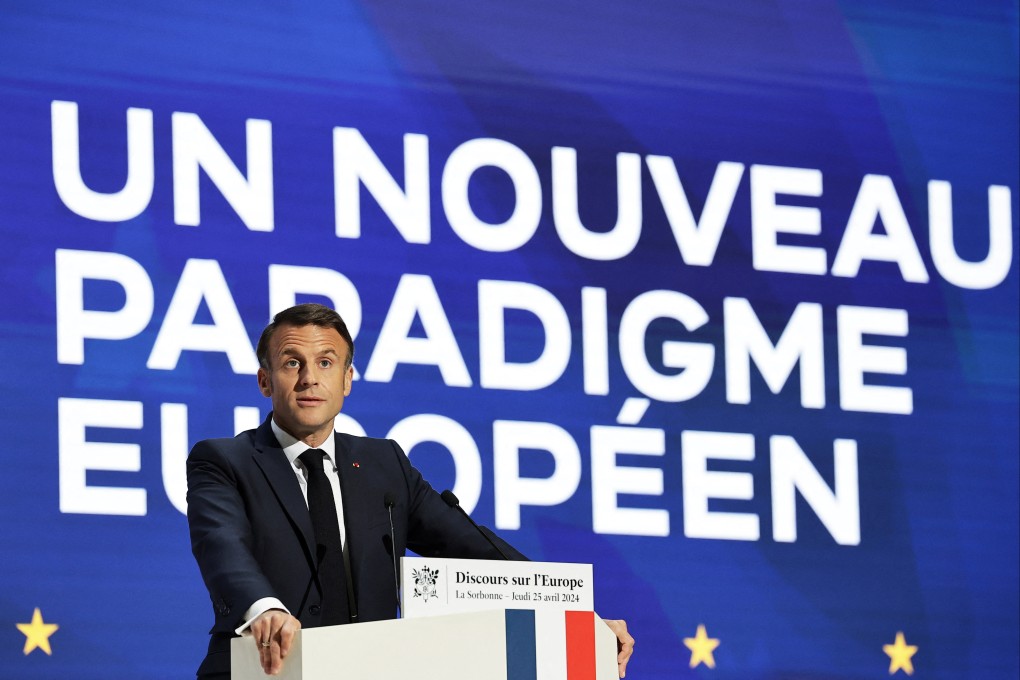 French President Emmanuel Macron speaks at Sorbonne University in Paris. With just three years left of his second and final term in office, and having lost his parliamentary majority in 2022. Photo: Reuters