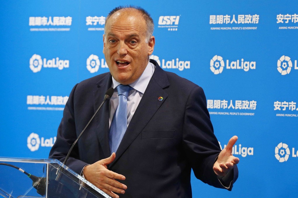 La Liga president Javier Tebas is keen for the league to host matches abroad from the 2025-26 season. Photo: EPA