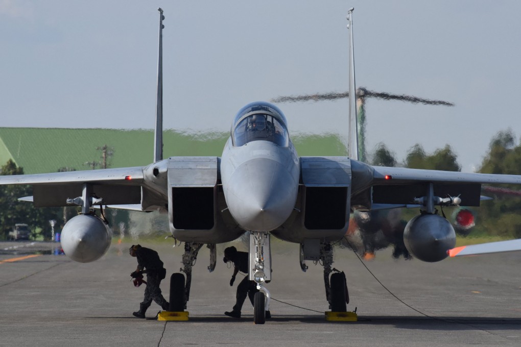On September 7, 2017, an F-15J Eagle fighter aircraft, part of the Japan Air Self-Defence Force fleet, is grounded at Chitose Air Base in Chitose, Hokkaido prefecture, Japan. Photo: AFP