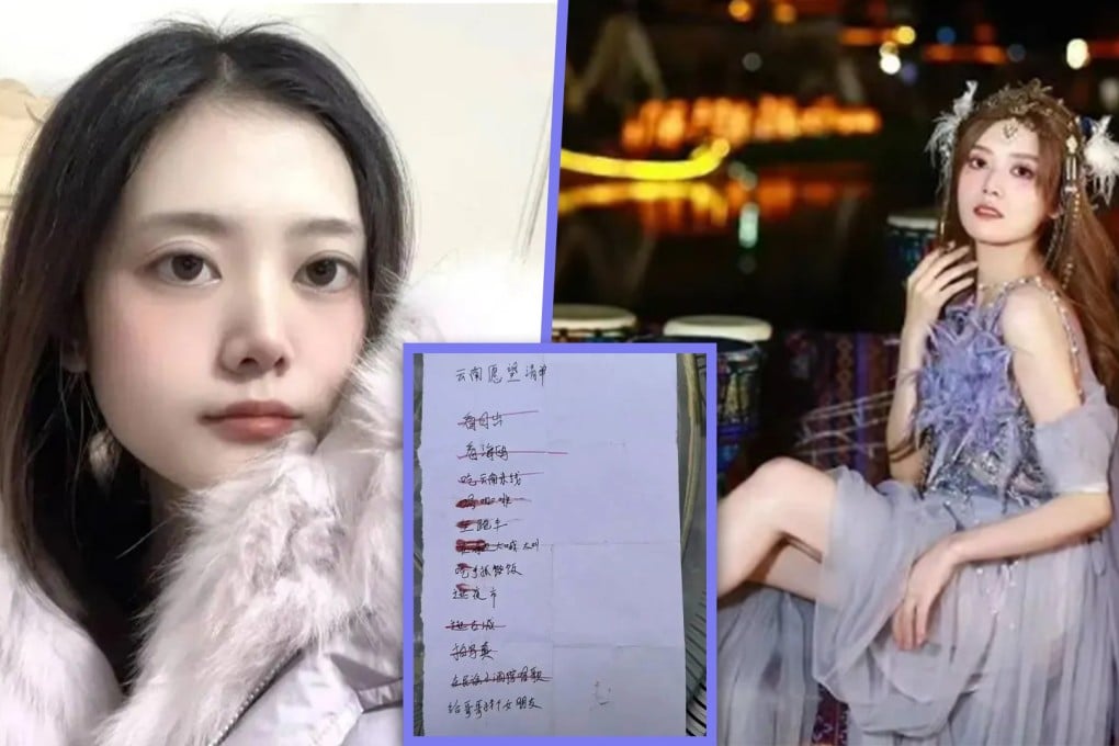 A brave young cancer-suffering woman in China died two days after her 25th birthday but managed to tick off all but one of her bucket list items before she passed away. Photo: SCMP composite/ifeng.com