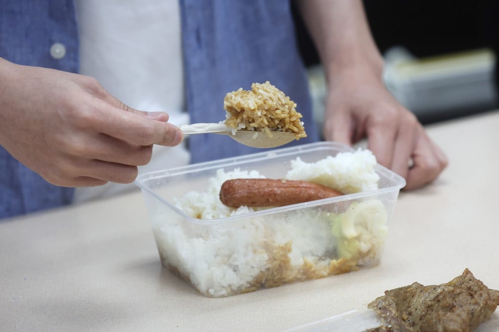 An eco-friendly spoon used for rice. The products of all the suppliers are listed on the government’s Green Tableware Platform. Photo: Edmond So