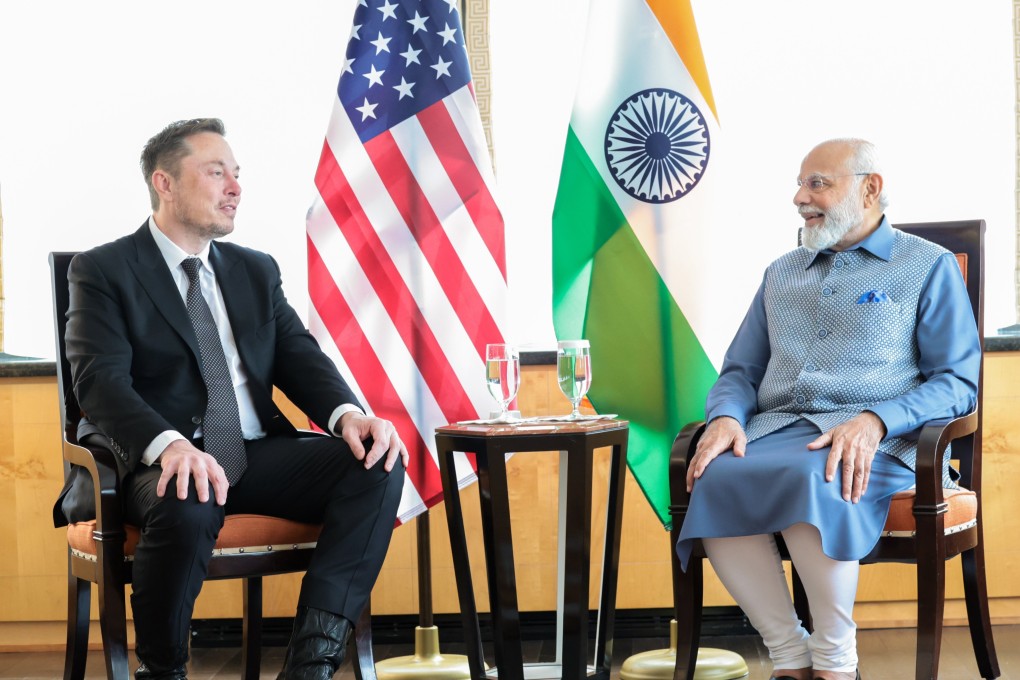 Tesla CEO Elon Musk meets Indian PM Narendra Modi during the latter’s US visit in 2023. Photo: X/Narendra Modi