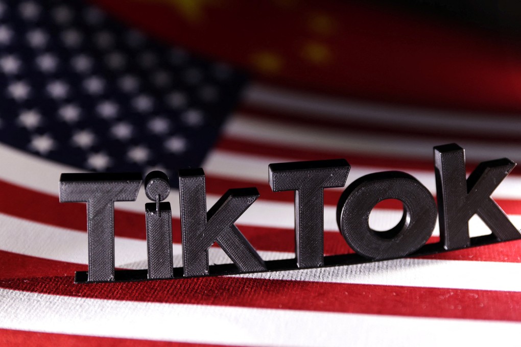 TikTok logo placed on the U.S. and Chinese flags. Photo: Reuters