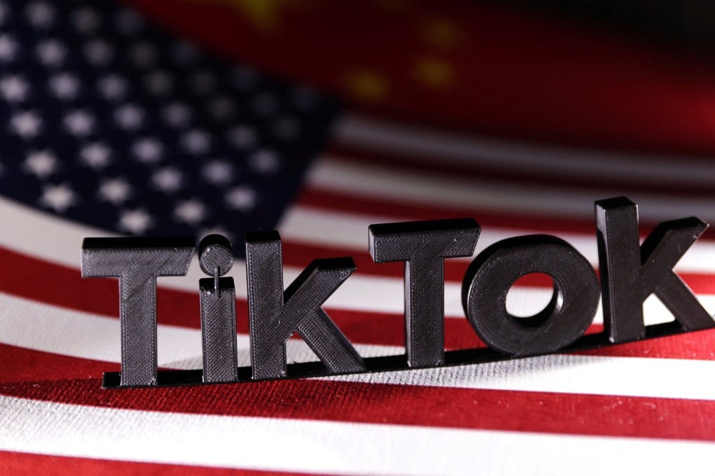 TikTok logo placed on the U.S. and Chinese flags. Photo: Reuters