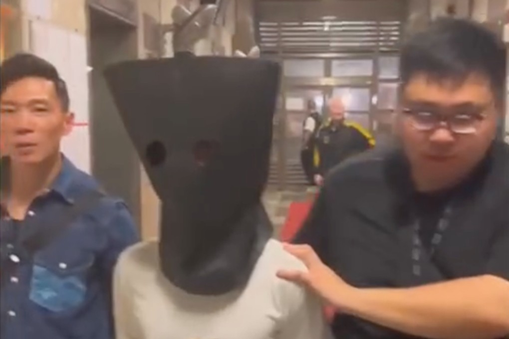 The suspect was arrested after police saw water-filled bags being hurled at children from atop an estate building. Photo: Facebook/Hong Kong Police