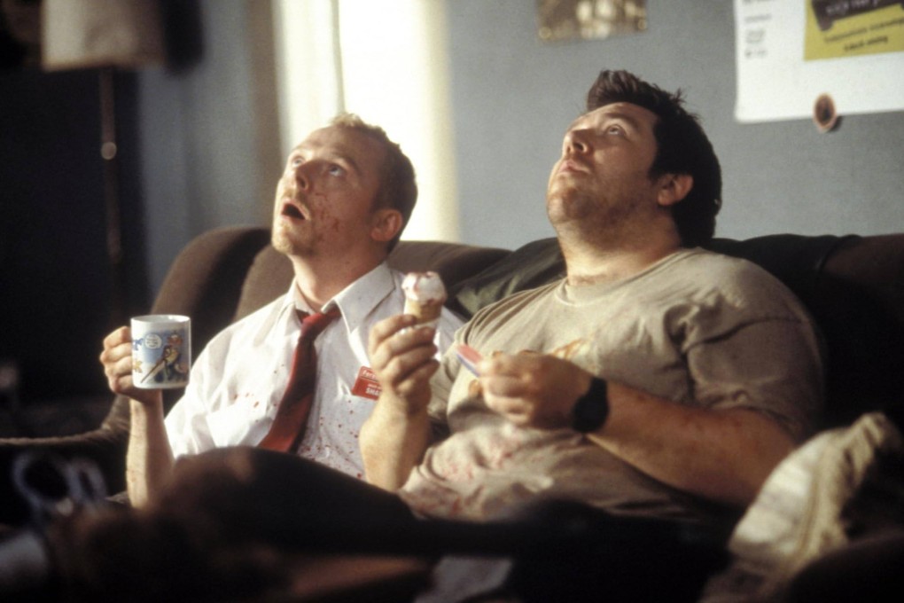Simon Pegg (left) as Shaun and Nick Frost as Ed in a still from Shaun of the Dead. The 2005 “Britpop film” spawned a new genre, the romantic zombie comedy, or rom-zom-com. Photo: Rogue Pictures