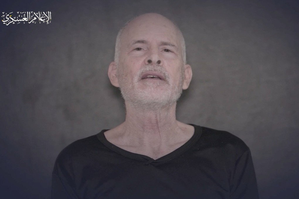 A man identified as hostage Keith Siegel speaks in a video released by Hamas on Saturday. Photo: Hamas Military Wing via Reuters