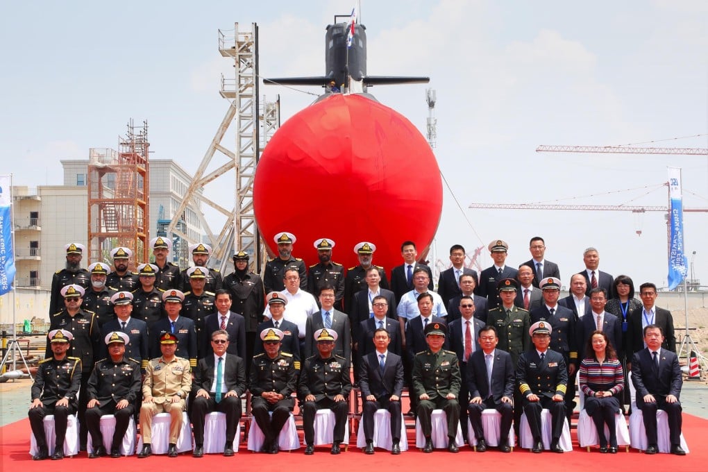 The launch ceremony of the first Chinese-built Hangor-class submarine constructed for the Pakistan Navy was held on Friday at Wuchang Shipbuilding Industry Group’s Shuangliu Base in Wuhan. Photo: Pakistan Navy