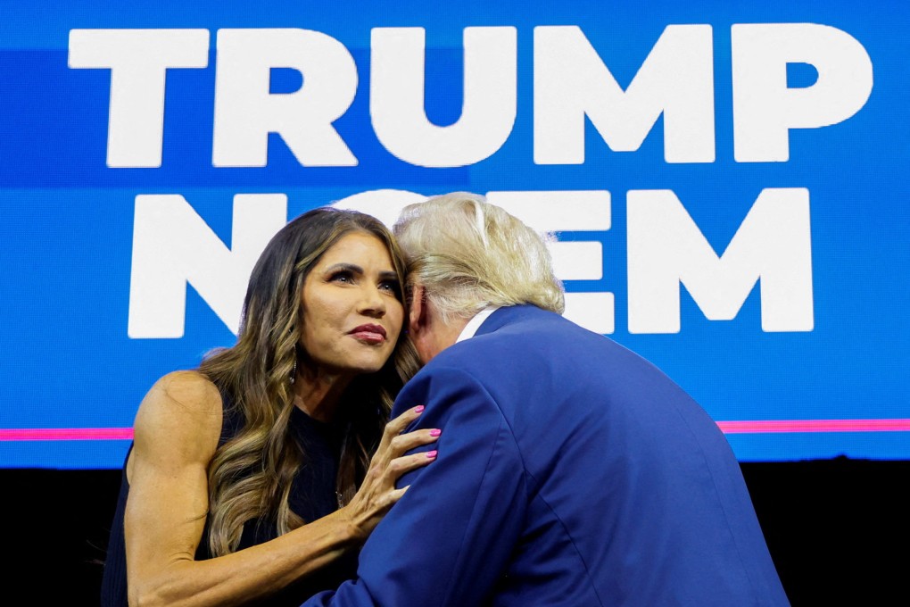 South Dakota Governor Kristi Noem and Donald Trump. File photo: Reuters