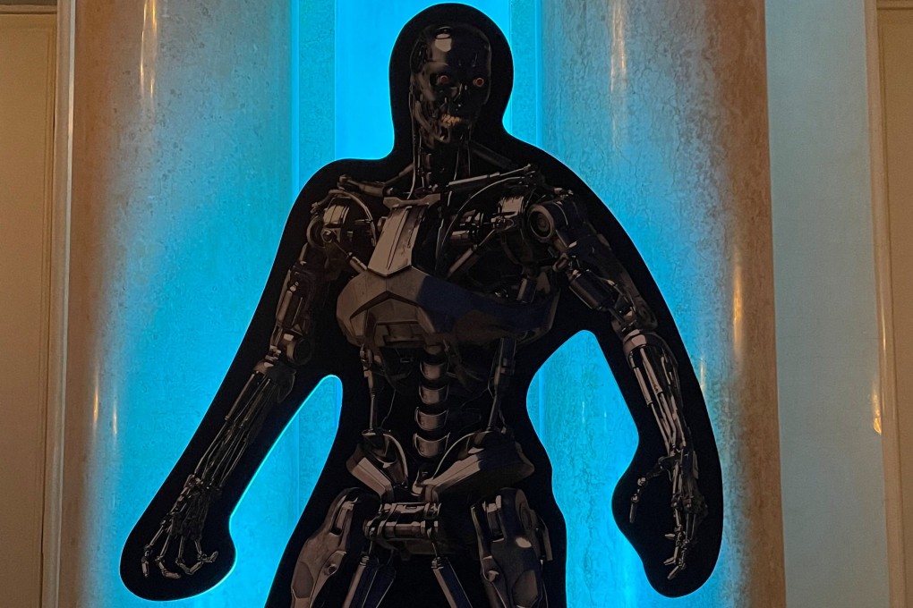 A cardboard cut-out of a cyborg on display in Vienna, which is hosting an international conference on autonomous weapons. Photo: Reuters