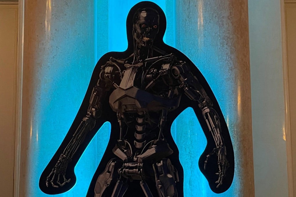 A cardboard cut-out of a cyborg on display in Vienna, which is hosting an international conference on autonomous weapons. Photo: Reuters