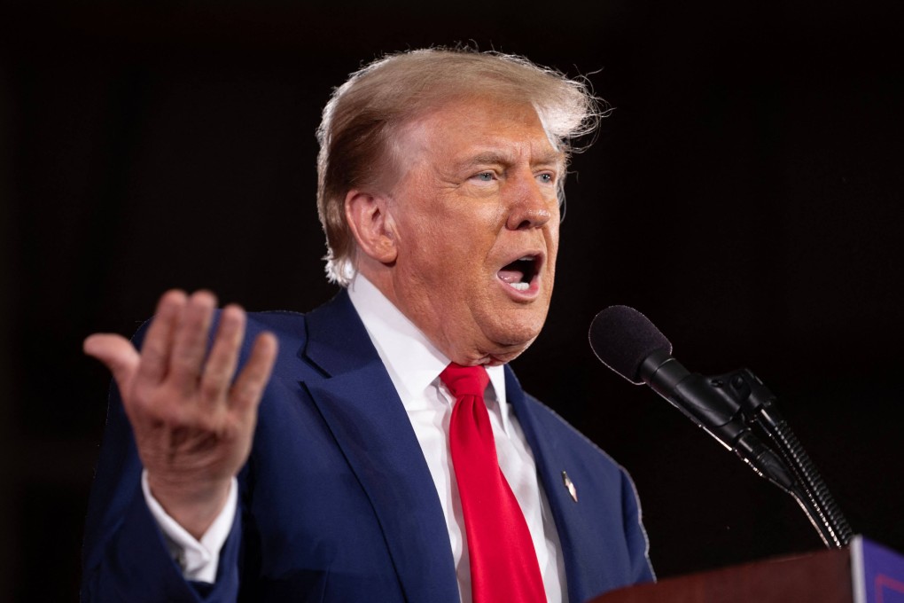Ex-US president Donald Trump speaks to guests during a rally in Waukesha, Wisconsin, on Wednesday. Photo: AFP