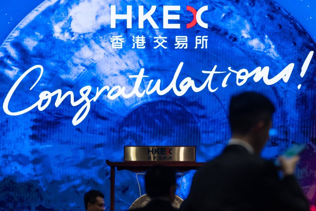 A listing ceremony is held at the Hong Kong Stock Exchange on April 30. While the city’s stock market is benefiting from a burst of unexpected tailwinds, there are good reasons to question the durability of the rally. Photo: Bloomberg