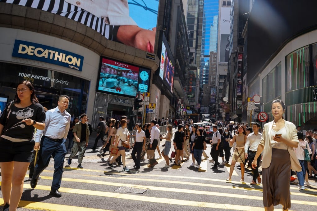 Pedestrians in Central. Authorities have said tax revenue dropped by HK$18.2 billion to HK$342 billion in 2023-24. Photo: Yik Yeung-man