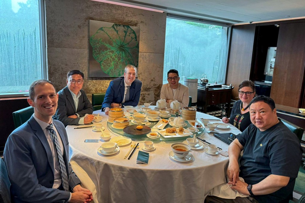 Lawmaker Tik Chi-yuen (second left) was among Third Side leaders who met US diplomats including Gregory May (third left) on Thursday. Photo: Third Side