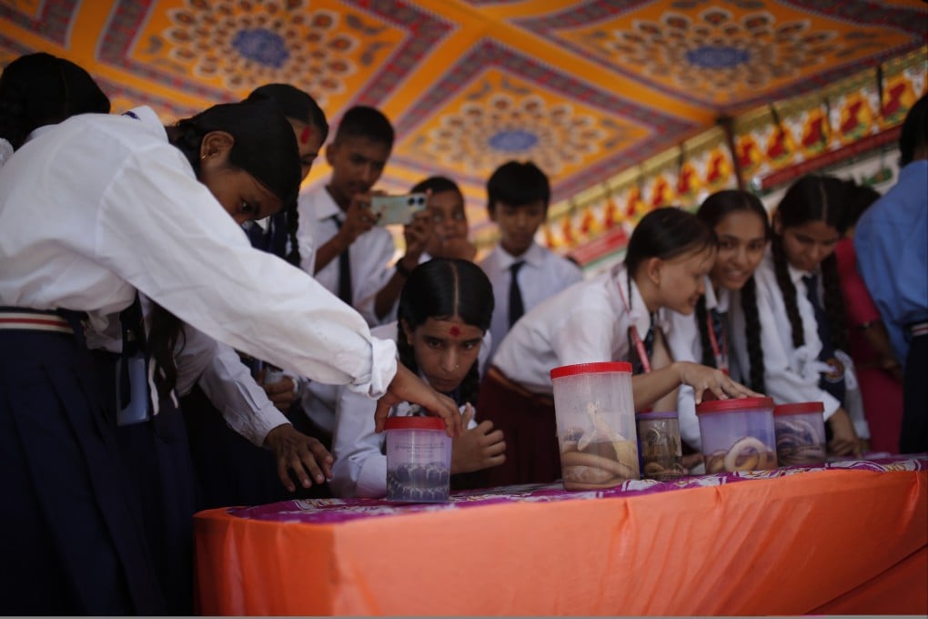 Nepal’s Toxinology Association organises awareness programmes at schools to educate students on snakebites and conservation of snakes. Photo: Kamal Devkota