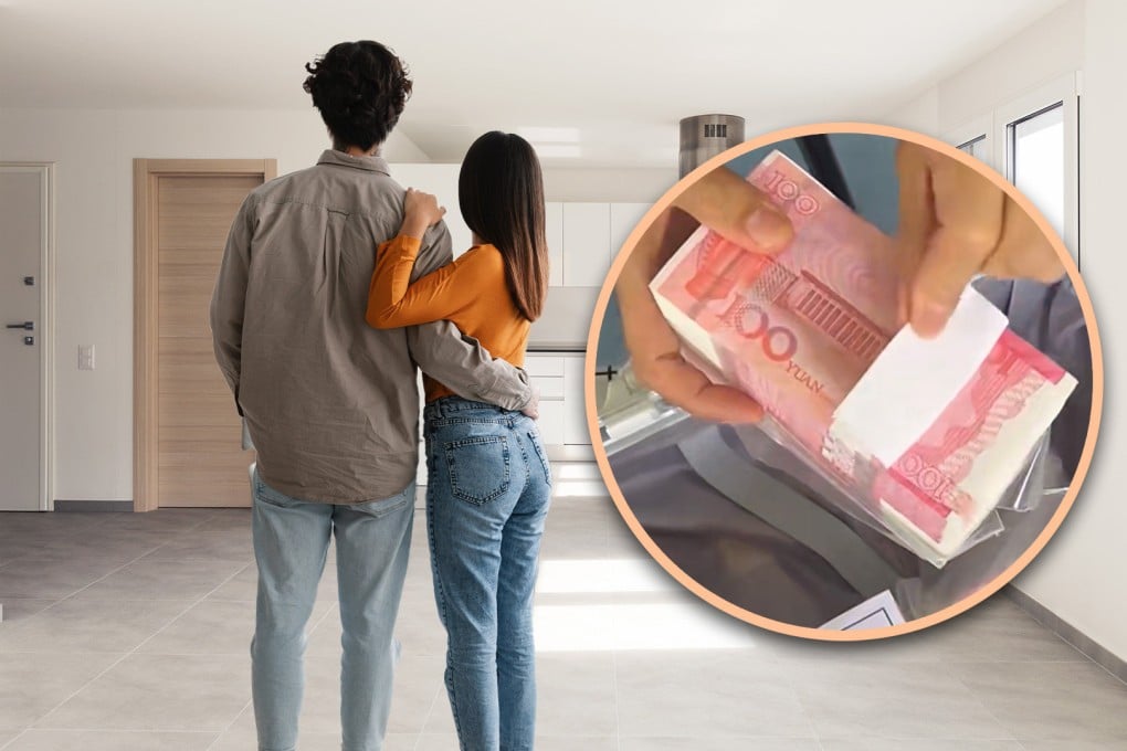 A man in China who was under pressure from his would-be in-laws to buy his girlfriend a flat bought fake money online to keep them happy and ended up being detained by the police. Photo: SCMP composite/Shutterstock/Baidu