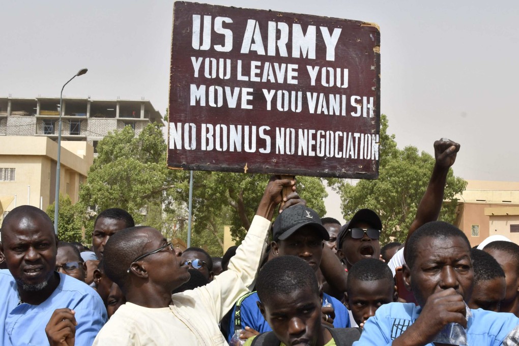 Protesters demanding US soldiers leave Niger in Niamey last month. Photo: AP