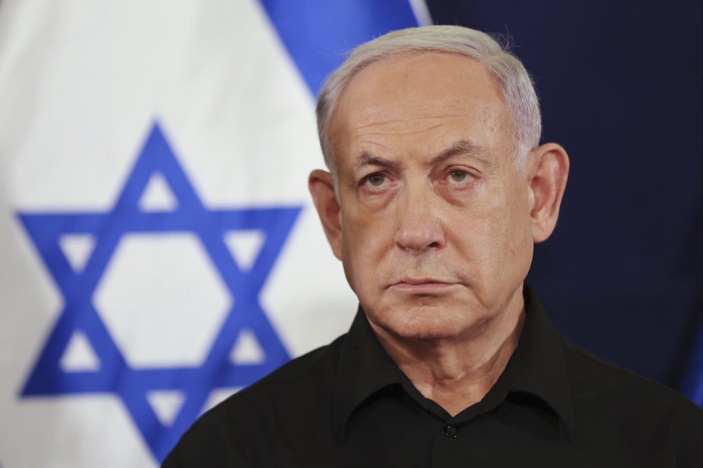 Israeli Prime Minister Benjamin Netanyahu attends a press conference in the Kirya military base in Tel Aviv, Israel, in October 2023. Photo: AP