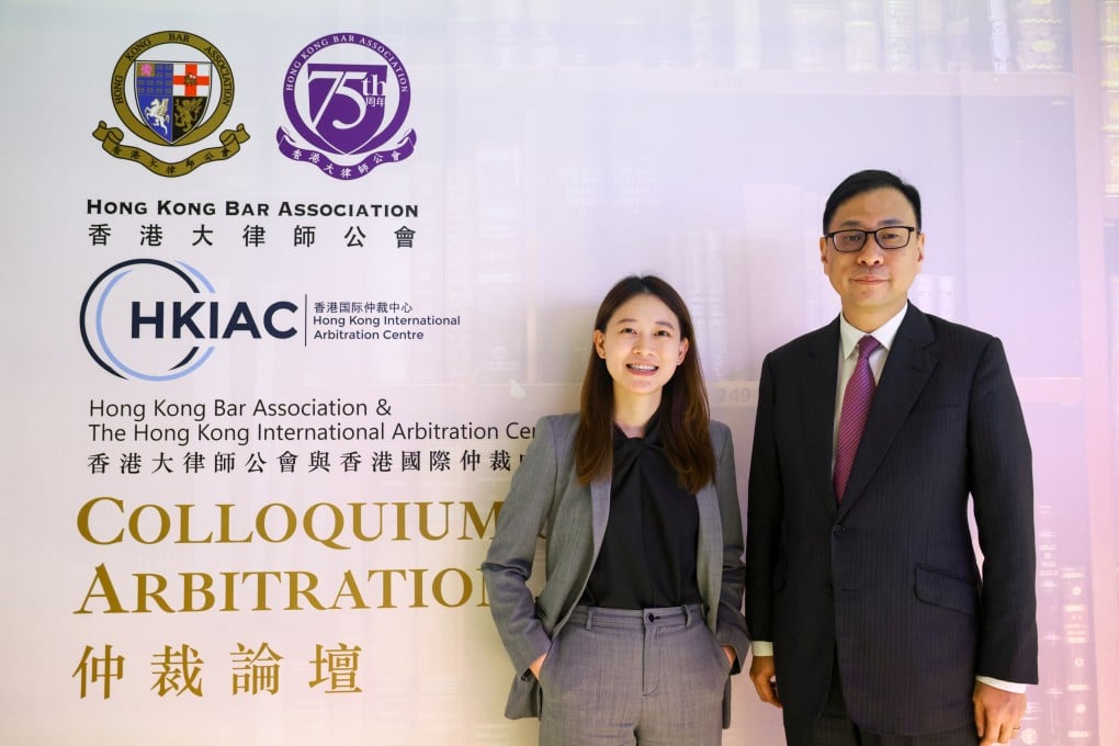 Joanne Lau, secretary general of the Hong Kong International Arbitration Centre, and Victor Dawes, chairman of the Bar Association. Photo: Yik Yeung-man