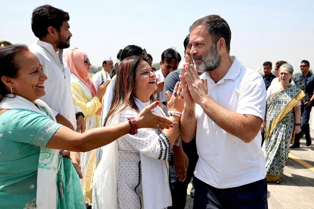 Senior Congress Party leader Rahul Gandhi greets his supporters in Amethi, India, on May 3. Photo: AFP