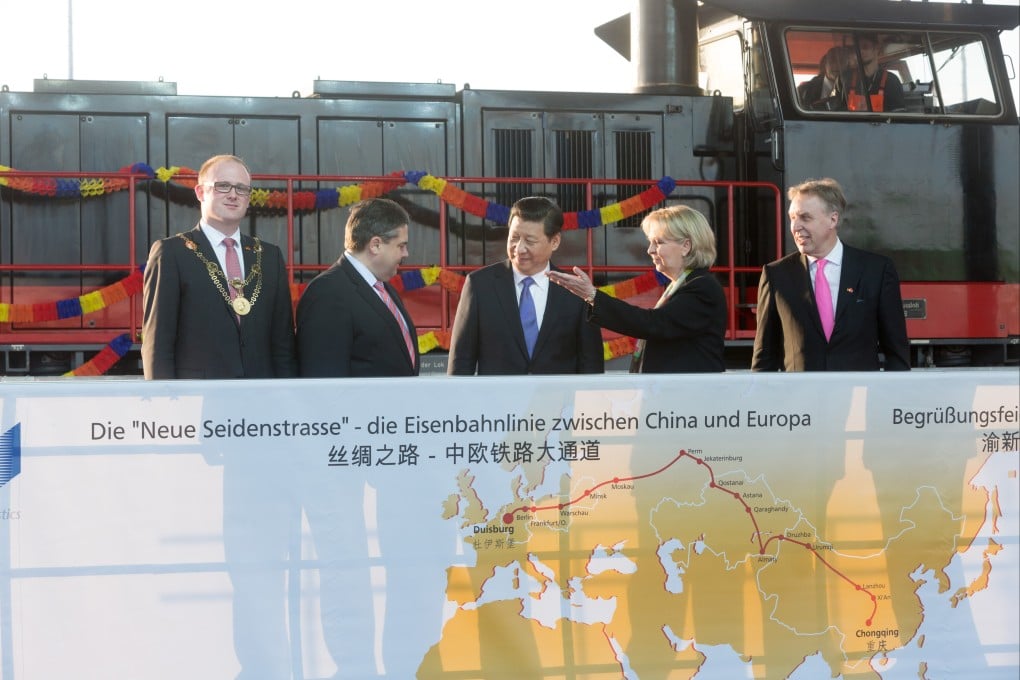 President Xi Jinping on a visit to Germany’s Duisburg port in 2014. Collaboration between Europe and China on projects like the Duisburg-Chongqing railway line are more scarce now than in earlier years. Photo: Getty Images