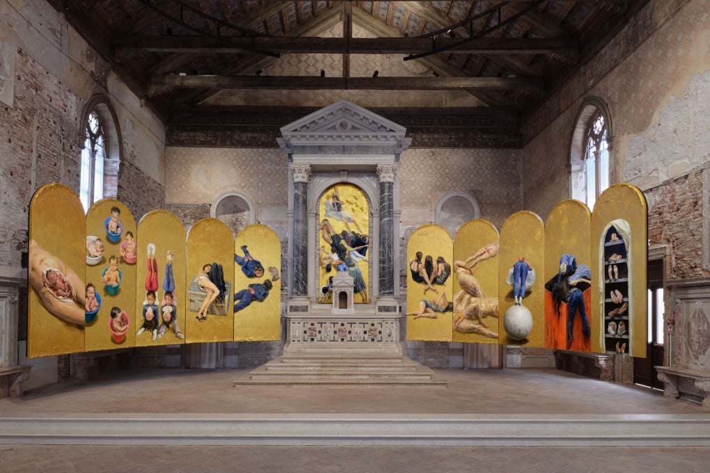 Chinese artist Yu Hong’s riffs on religious art, showing in a