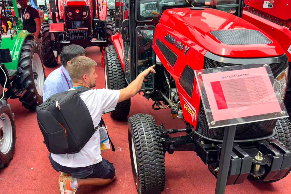 A Jinma 254HST tractor from Yueda Intelligent Agricultural Equipment on show at the Canton Fair. Photo: Yueda Intelligent Agricultural Equipment