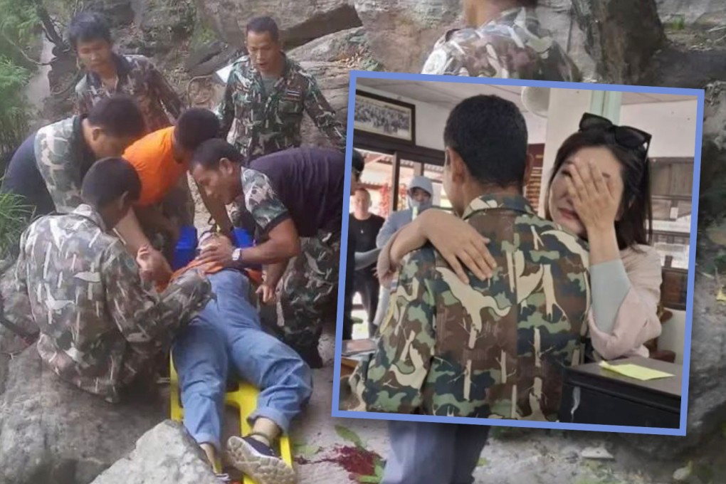 A woman from China who was pushed off a cliff by her husband on a trip to Thailand in 2019, losing the baby she was carrying, has spoken about the reasons for her “thanksgiving” return to the scene of the tragedy. Photo: SCMP composite/Douyin/World Journal