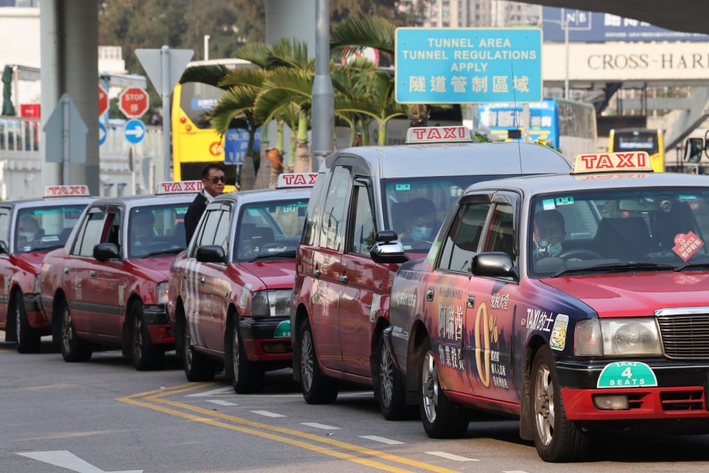 Taxis queue up in Wan Chai. The industry was last granted a fare increase in 2022. Photo: Jelly Tse
