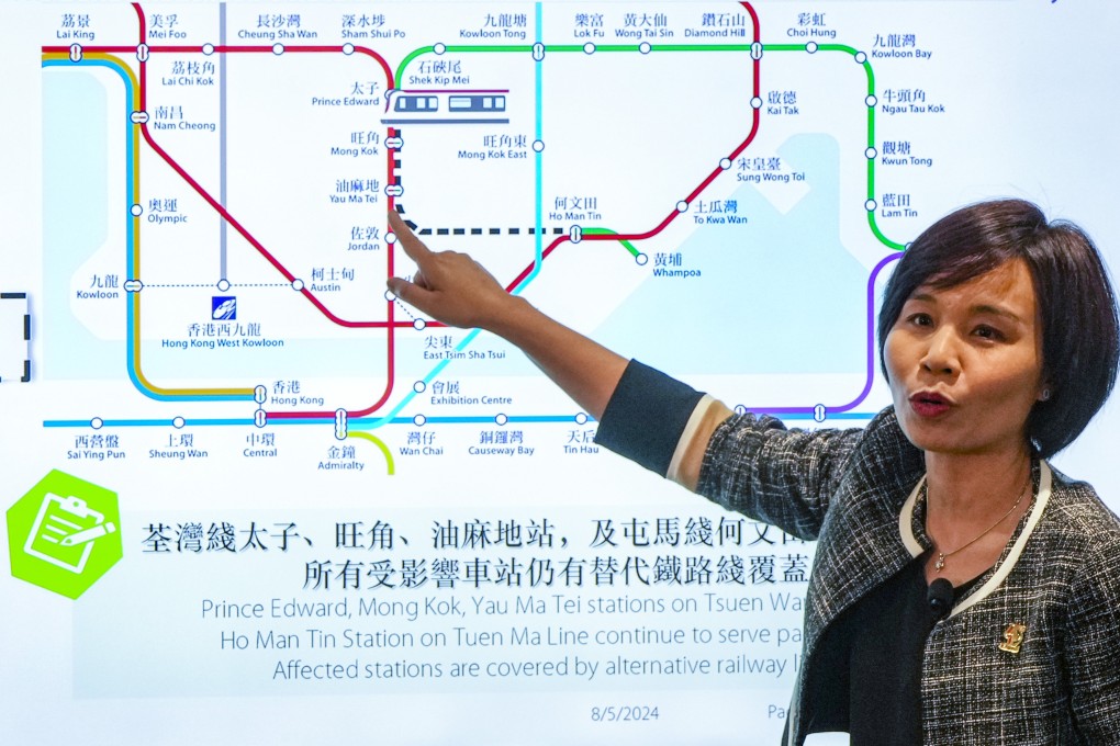 The MTR’s Cheris Lee explains the plan for the service suspension. Photo: Sam Tsang