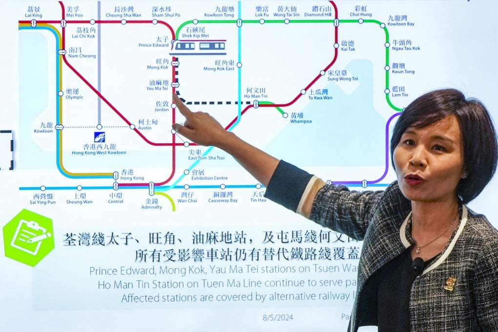 The MTR’s Cheris Lee explains the plan for the service suspension. Photo: Sam Tsang