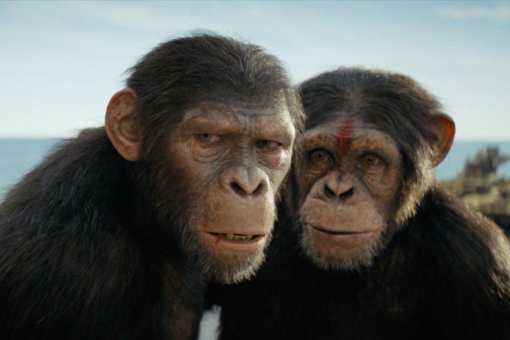 Noa (left, played Owen Teague) in a still from Kingdom of the Planet of the Apes (category IIA), directed by Wes Ball and co-starring Freya Allan and Kevin Durand. Photo: 20th Century Studios