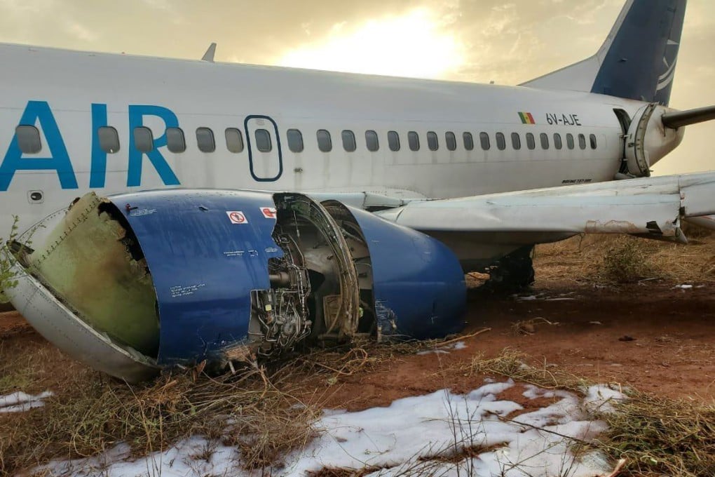 A Boeing 737 plane skidded off a runway at the airport in Dakar, Senegal’s capital. Photo: X/JACDEC
