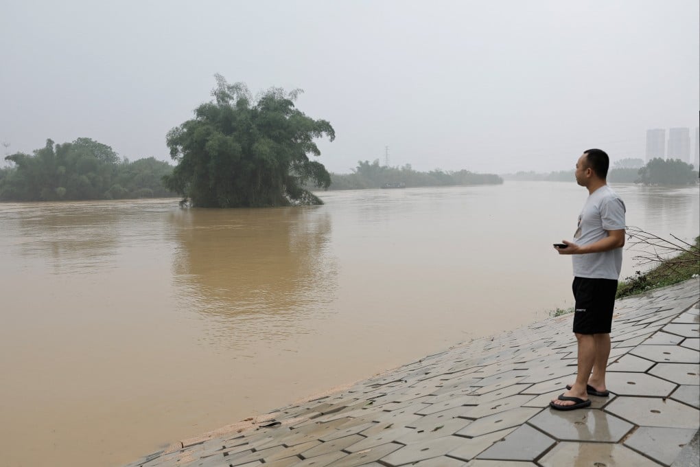 A flooded river in Qingyuan, Guangdong province, China in April. Scientists have developed an AI flood forecasting model which can make predictions for any water basin on the planet. Photo: Reuters