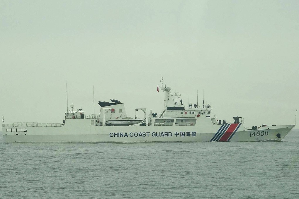 A Chinese Coast Guard vessel is pictured in the waters of Quemoy on May 9. That day, Taiwan said dozens of Chinese warplanes and ships had been detected, less than two weeks before the island’s presidential inauguration. Photo: Taiwan Coast Guard/AFP