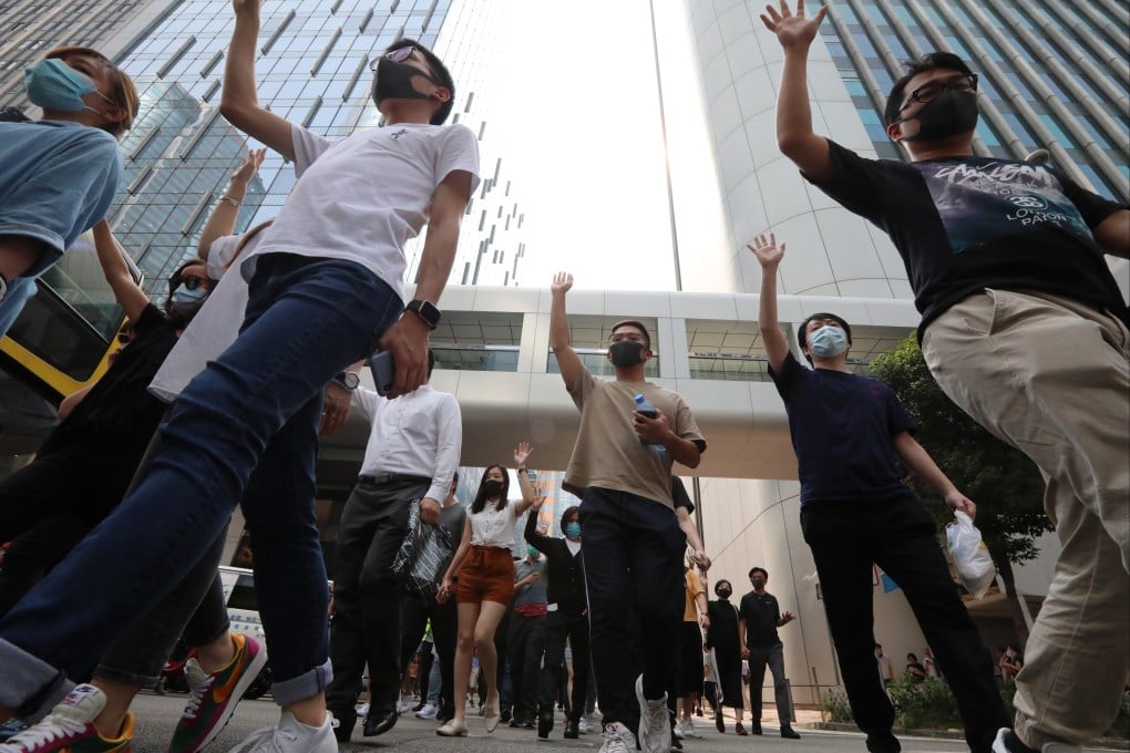 Anti-government protesters take to the streets in Central in October 2019. Photo: Felix Wong