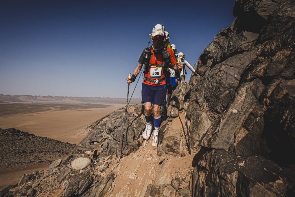 Harry Hunter, 76, takes part in the 250km Marathon des Sables ultramarathon through the Sahara Desert, the world’s hardest foot race. The Briton explains what motivates him and to what he ascribes his running prowess. Photo: Marathon des Sables