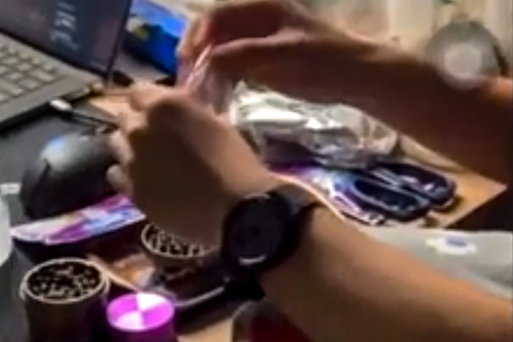 A screengrab of a video clip circulating on social media that appears to use a person using cannabis in a dorm room. Photo: HKUST Students’ Union Editorial Board