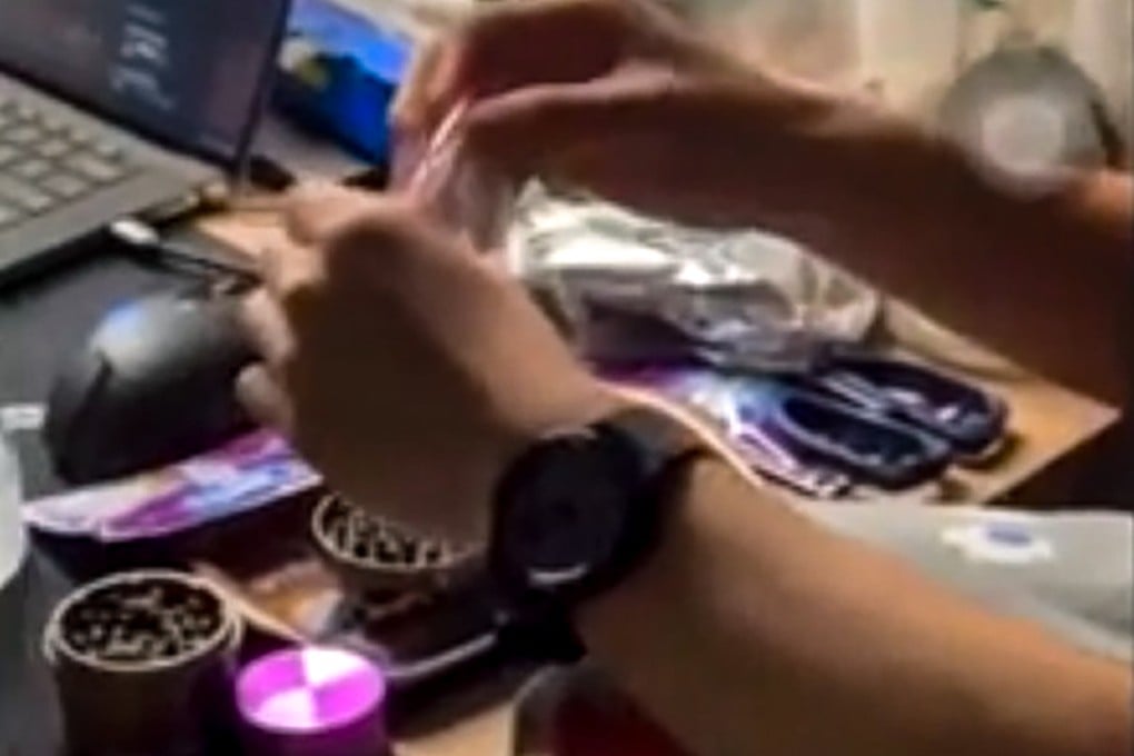 A screengrab of a video clip circulating on social media that appears to use a person using cannabis in a dorm room. Photo: HKUST Students’ Union Editorial Board