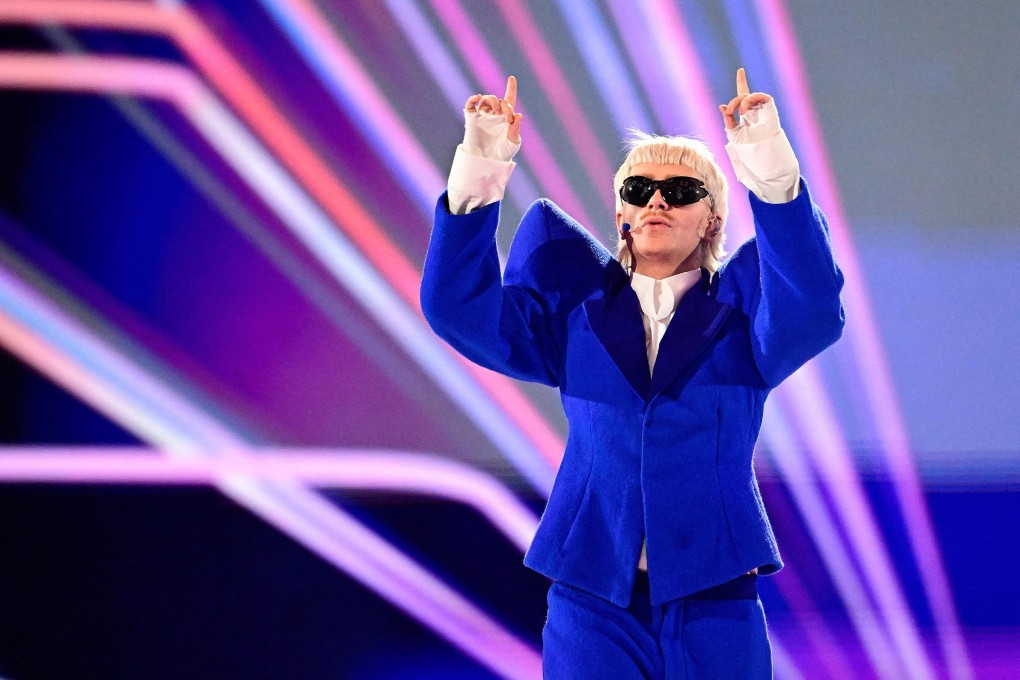 Dutch singer Joost Klein representing the Netherlands during a dress-rehearsal on the eve of the final of the 68th Eurovision Song Contest 2024 on Friday at the Malmo Arena in Malmo, Sweden. Klein was dropped from the Eurovision final just hours before the event. Photo: AFP