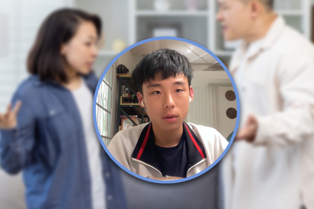 A Chinese teen boy urged his father to improve his attitude as a husband following a disagreement with his mother, sparking meaningful conversations about family harmony through his video. Photo: SCMP composite/Shutterstock/Douyin